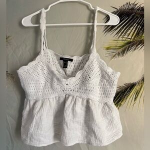 Forever 21 White Smocked Cropped Camisole